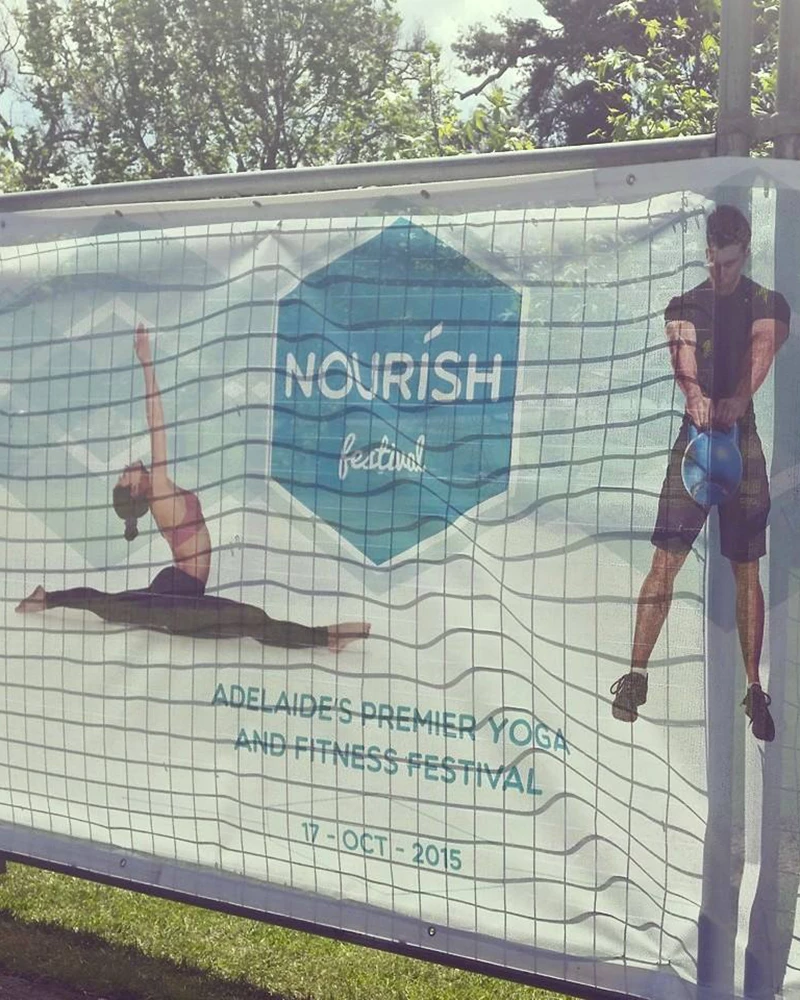 Nourish Fesitval Mesh Event Signage.