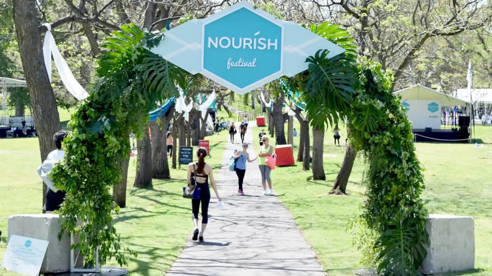 Nourish Festival event signage archway.