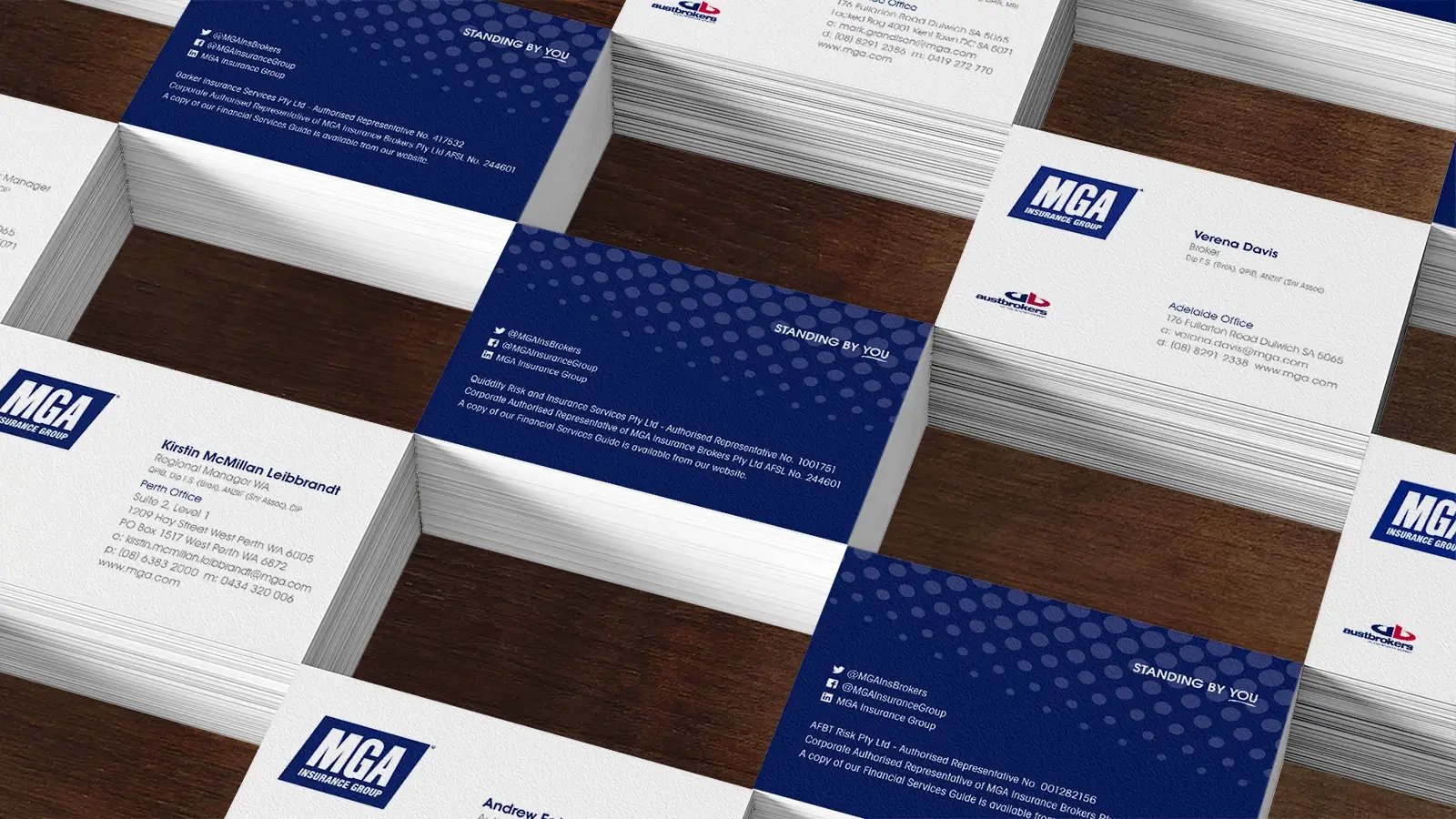 Business card design and print for MGA Insurance Group