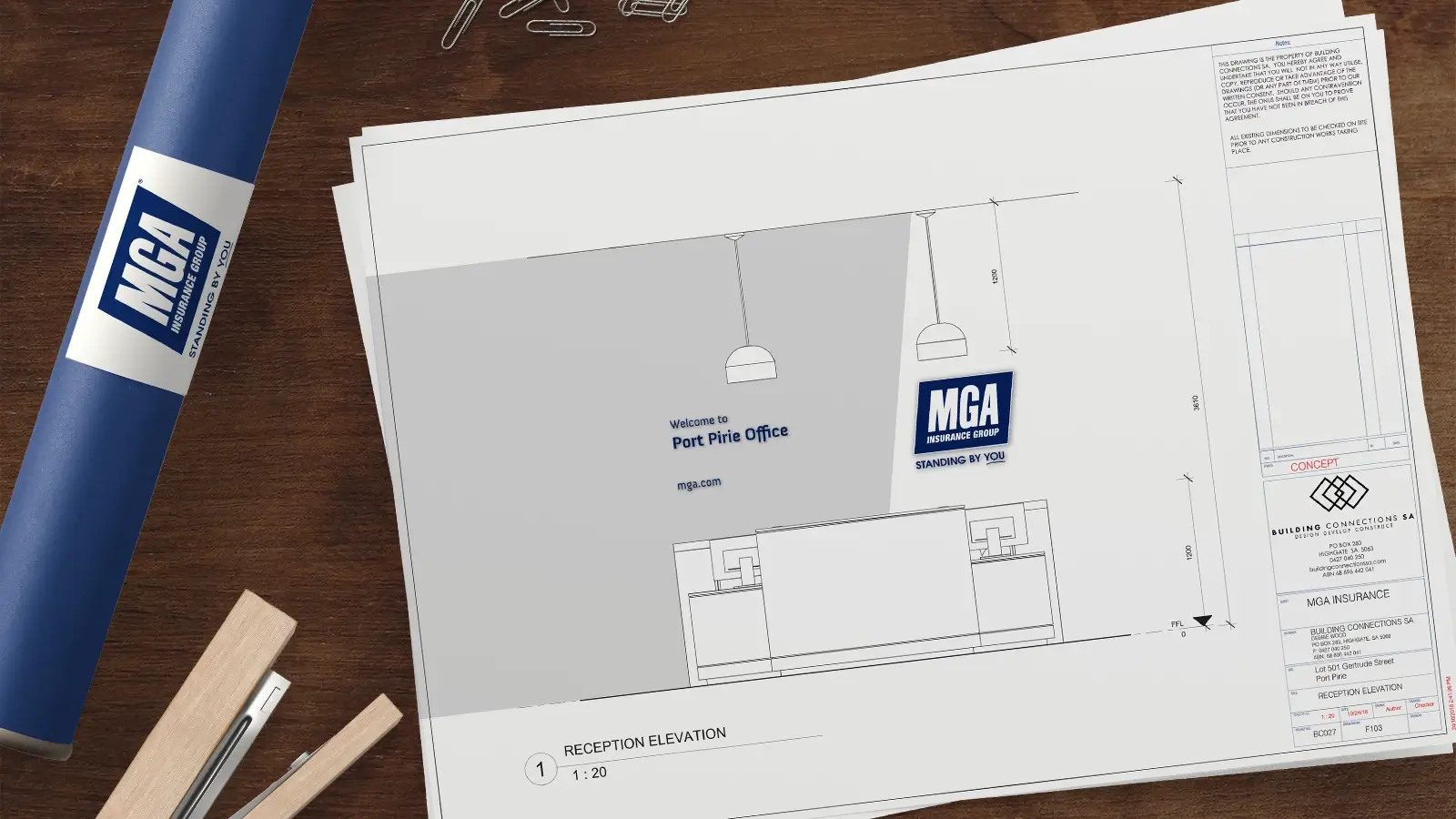 MGA Port Pirie construction plans for interior design.