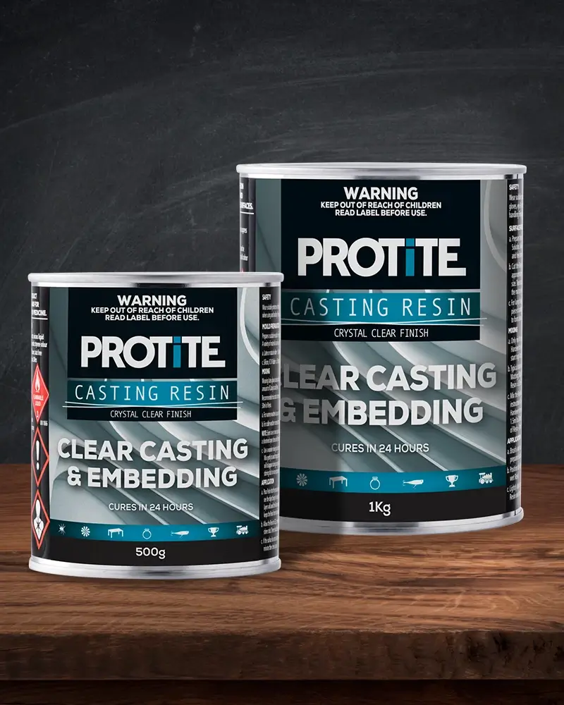 Protite Casting Resin packaging range of cans.
